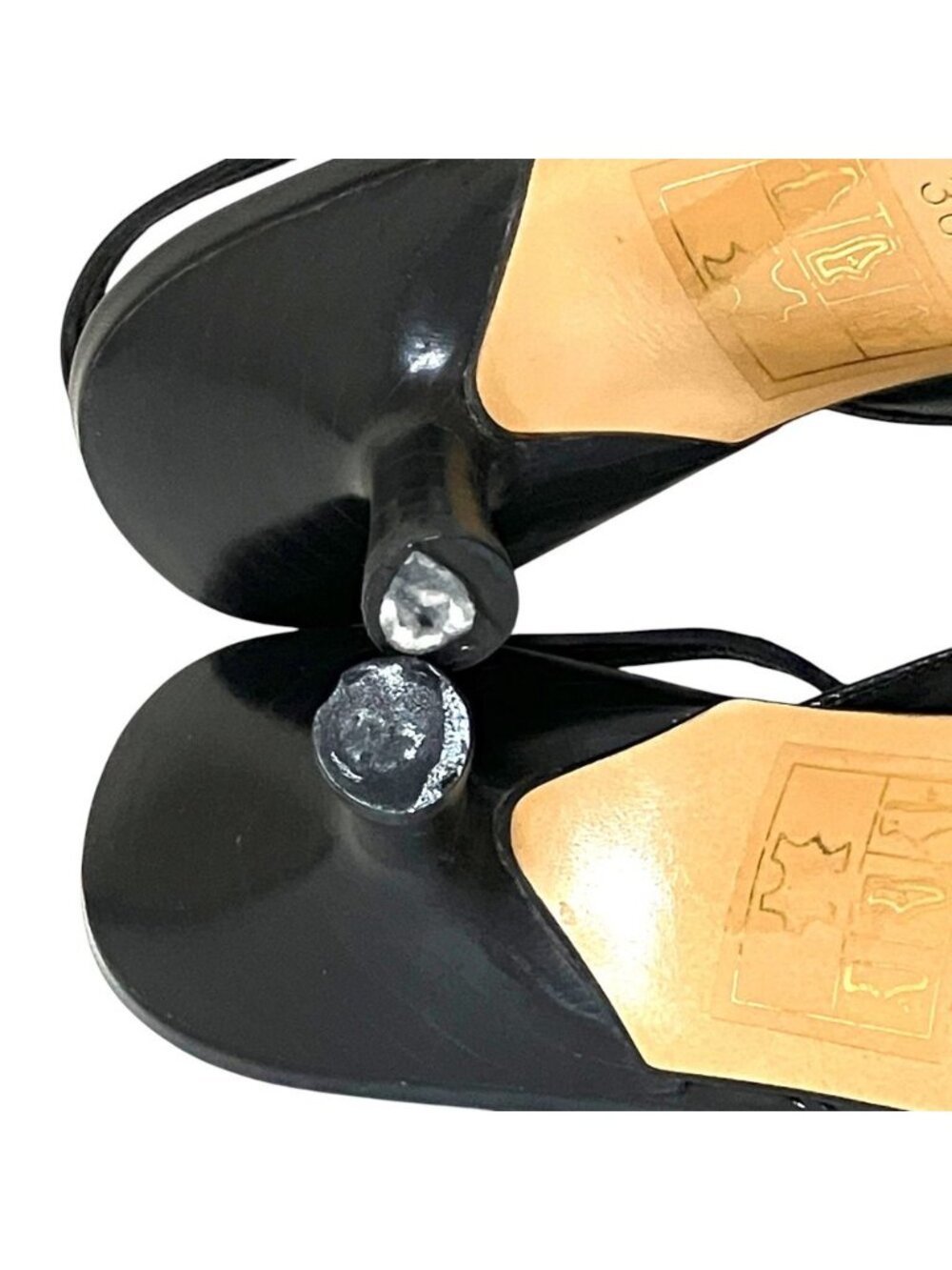 Chanel Vintage Sling Back Pointed Toe Pumps 36.5 Black Heel - Picture 8 of 10